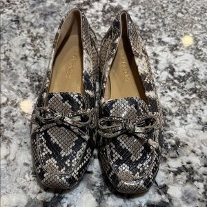 Talbots Black and Cream Snakeskin Loafers